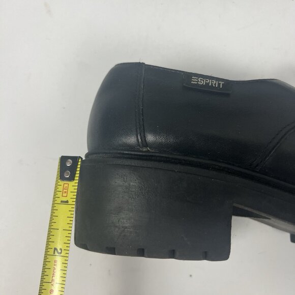 ESprit 7.5 Black Lace Up Oxford Chunky Shoes 90s Y2K Leather School Girl CLAY - Picture 9 of 10